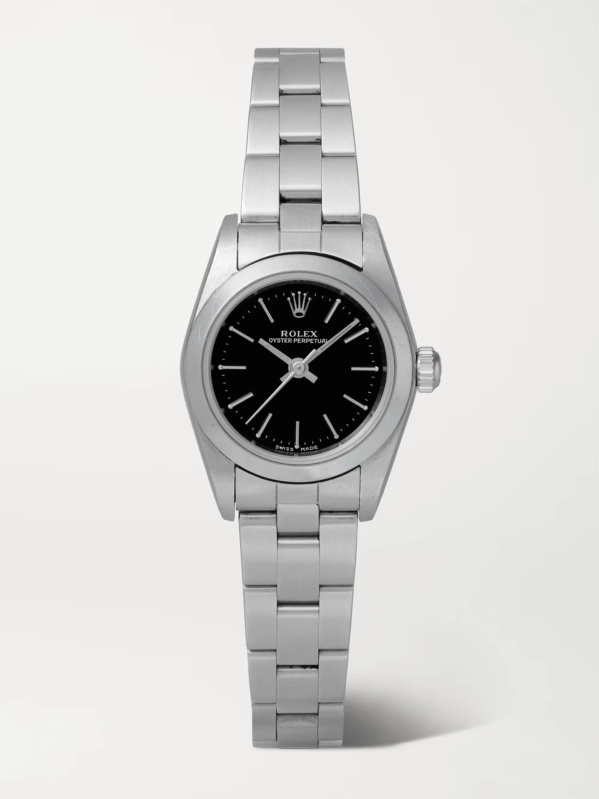 Rolex Ladies Oyster Perpetual Ref 76080 Black Dial Unpolished